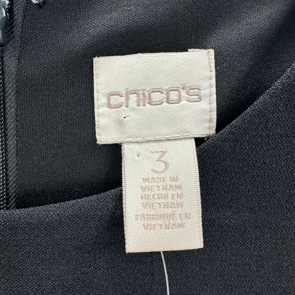 NWT Chicos Cold Shoulder Seamed Short Sheath Dress Black XL Career - Picture 6 of 8